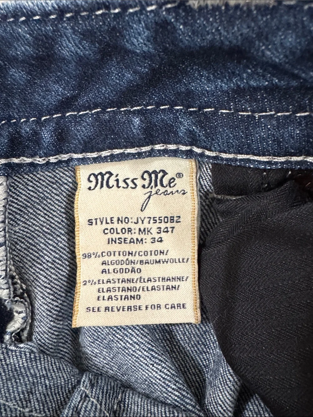 Miss Me Blue Boot Cut Jeans with Embroidered Cross Pocket